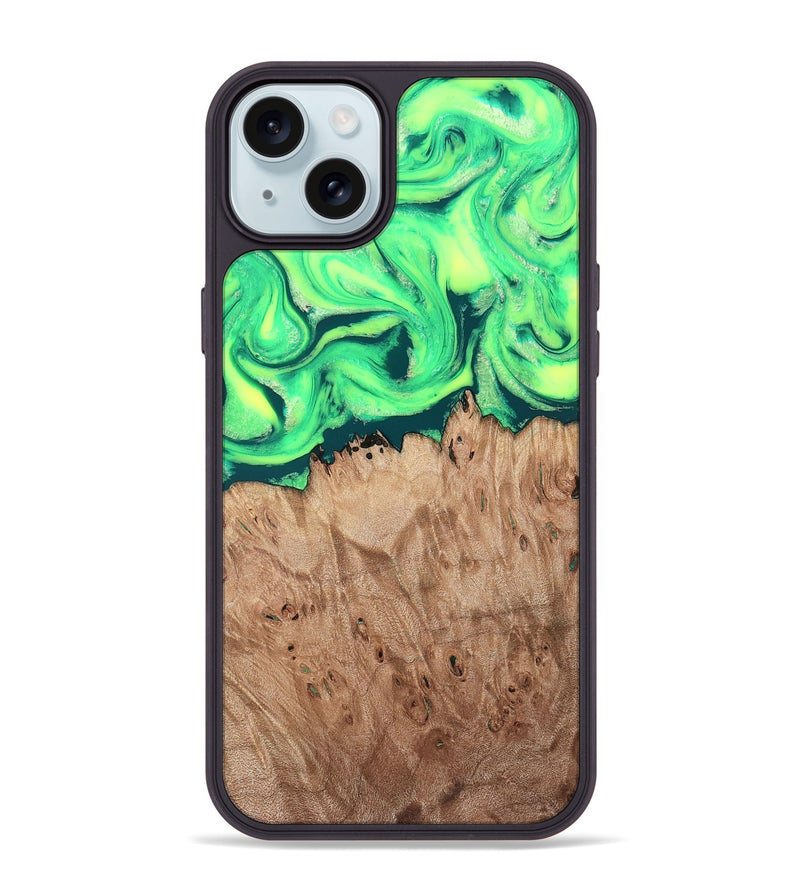 iPhone 15 Plus Wood Phone Case - Martika (Green, 819282)