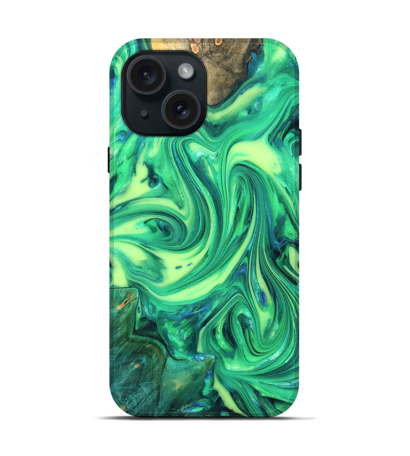 iPhone 15 Wood Live Edge Phone Case - Zaria (Neon, 819321)