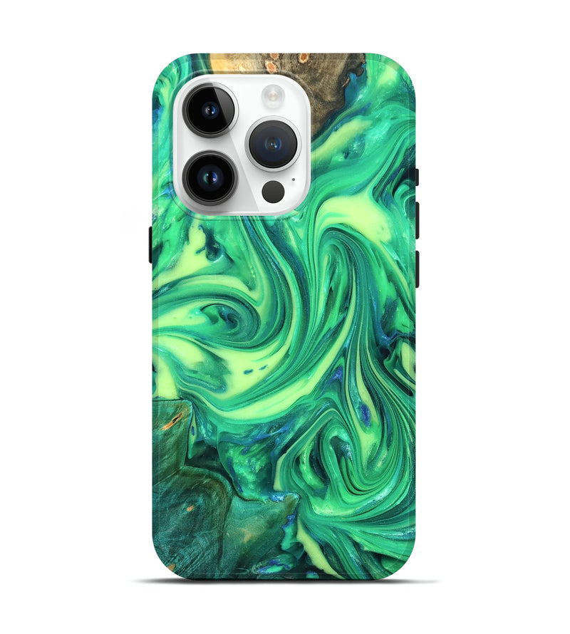 iPhone 15 Pro Wood Live Edge Phone Case - Zaria (Neon, 819321)