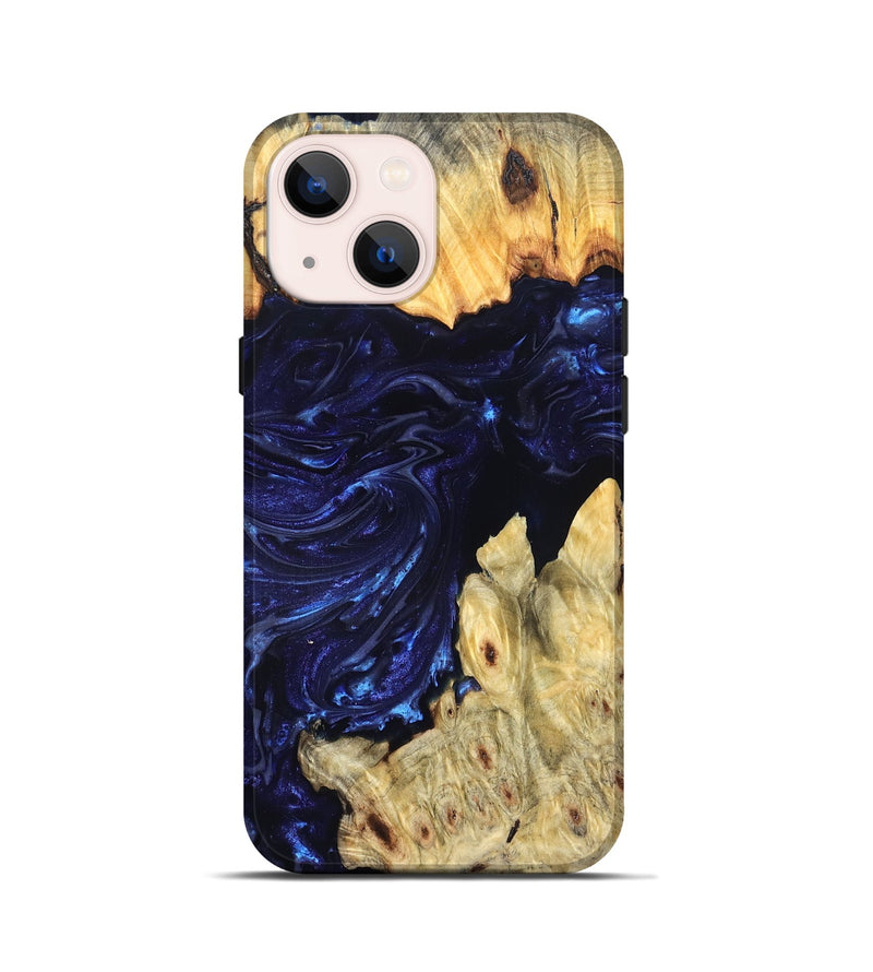 iPhone 13 mini Wood Live Edge Phone Case - Cathryn (Blue, 819322)