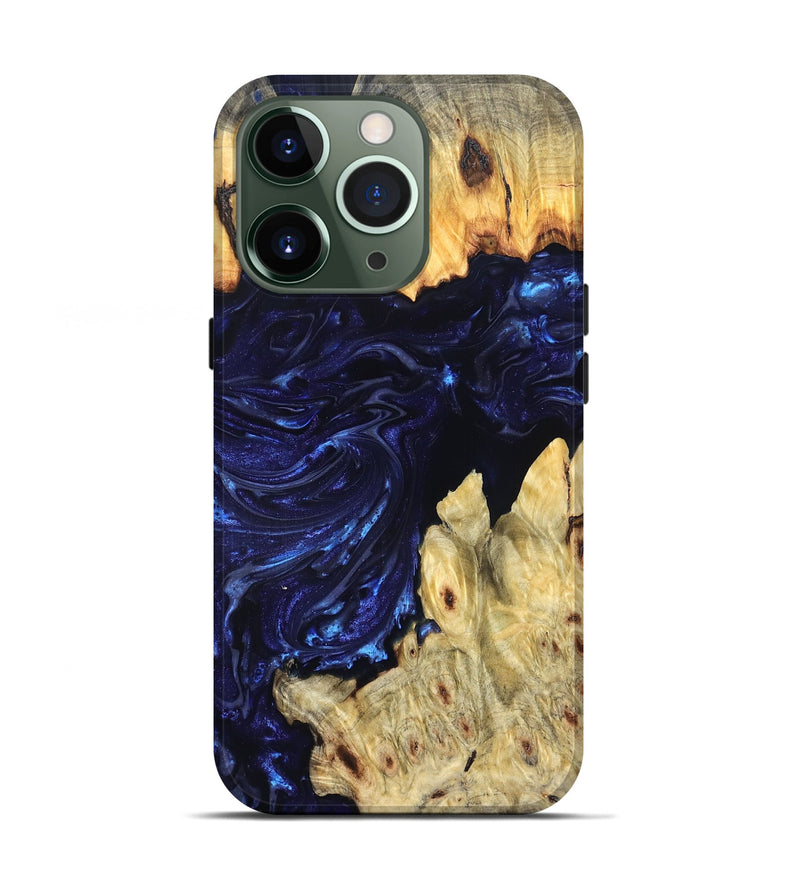 iPhone 13 Pro Wood Live Edge Phone Case - Cathryn (Blue, 819322)