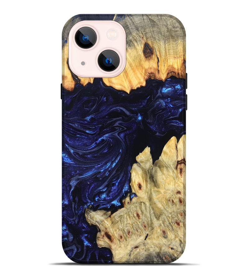 iPhone 14 Plus Wood Live Edge Phone Case - Cathryn (Blue, 819322)