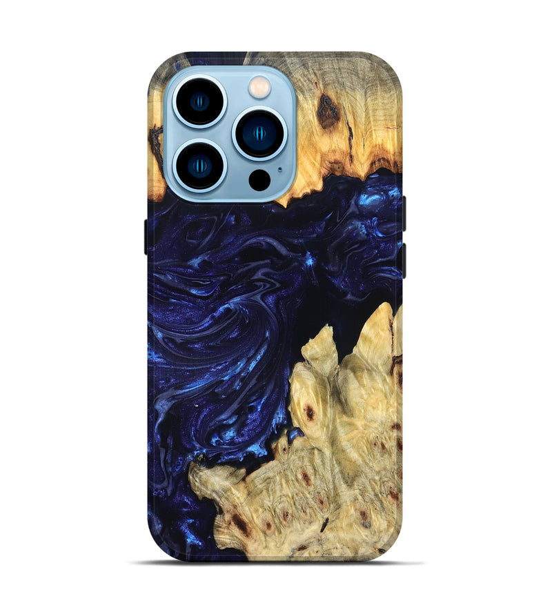 iPhone 14 Pro Wood Live Edge Phone Case - Cathryn (Blue, 819322)