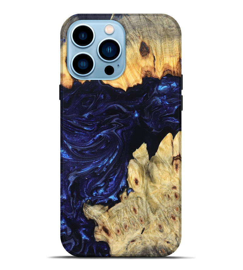 iPhone 14 Pro Max Wood Live Edge Phone Case - Cathryn (Blue, 819322)