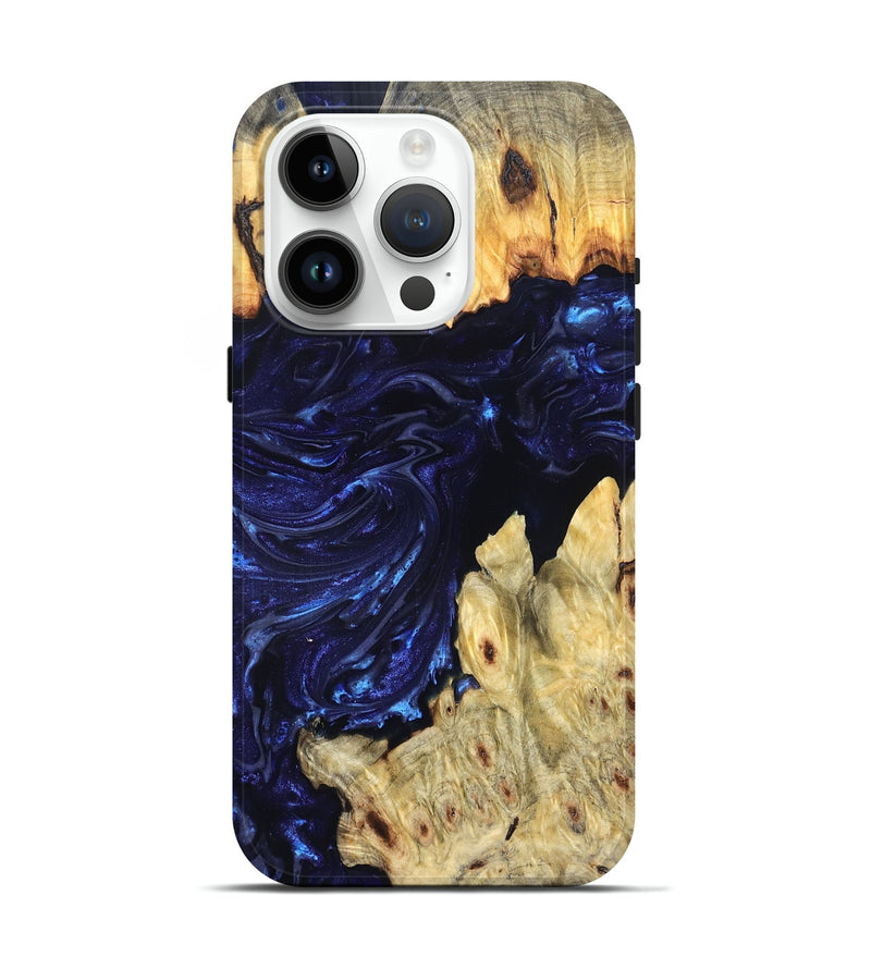 iPhone 15 Pro Wood Live Edge Phone Case - Cathryn (Blue, 819322)