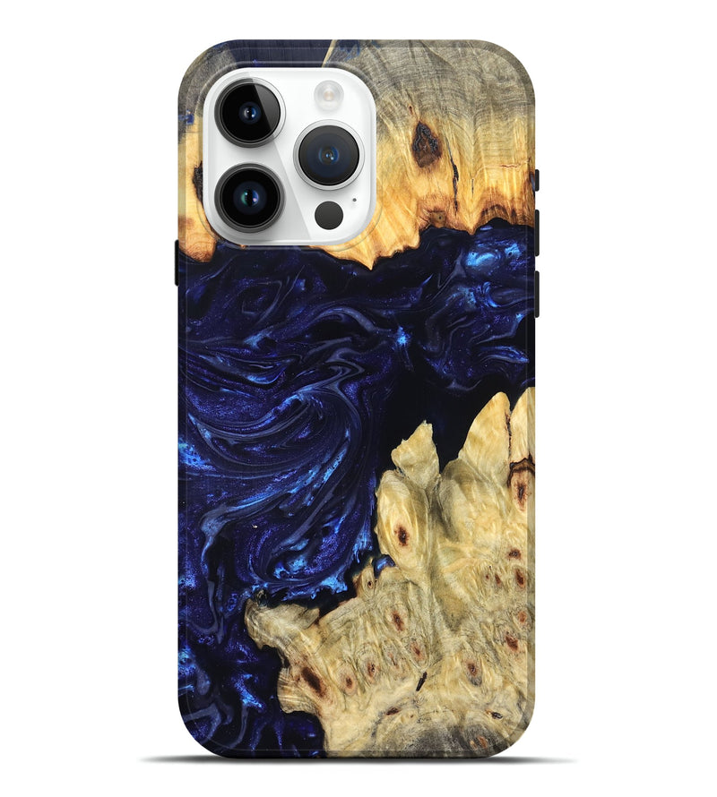 iPhone 15 Pro Max Wood Live Edge Phone Case - Cathryn (Blue, 819322)