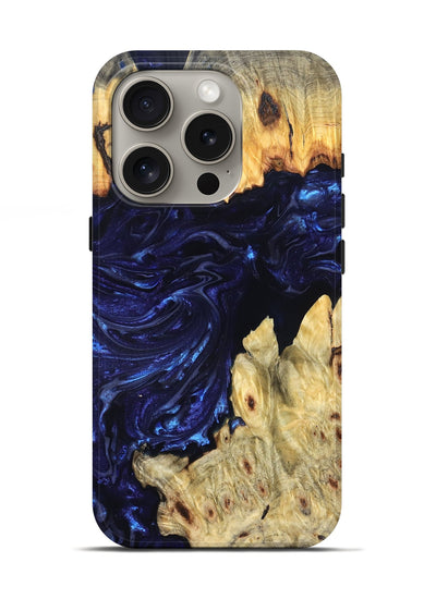 iPhone 16 Pro Wood Live Edge Phone Case - Cathryn (Blue, 819322)