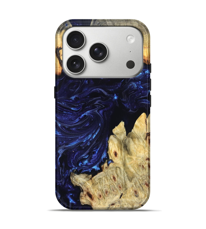 iPhone 17 Pro Wood Live Edge Phone Case - Cathryn (Blue, 819322)