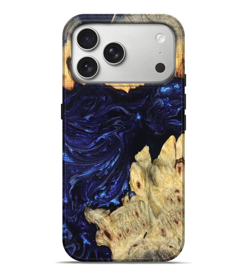 iPhone 17 Pro Max Wood Live Edge Phone Case - Cathryn (Blue, 819322)