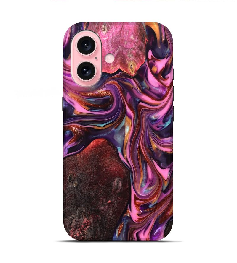 iPhone 16 Wood Live Edge Phone Case - Ada (Red, 819324)