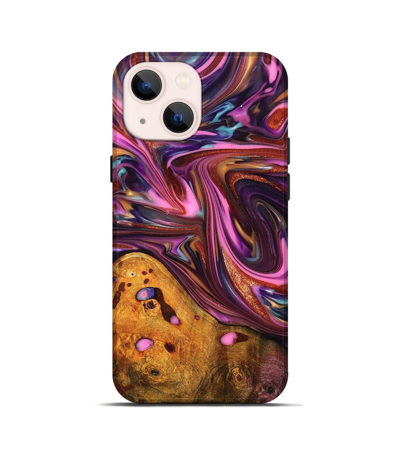 iPhone 13 mini Wood Live Edge Phone Case - Aya (Red, 819327)
