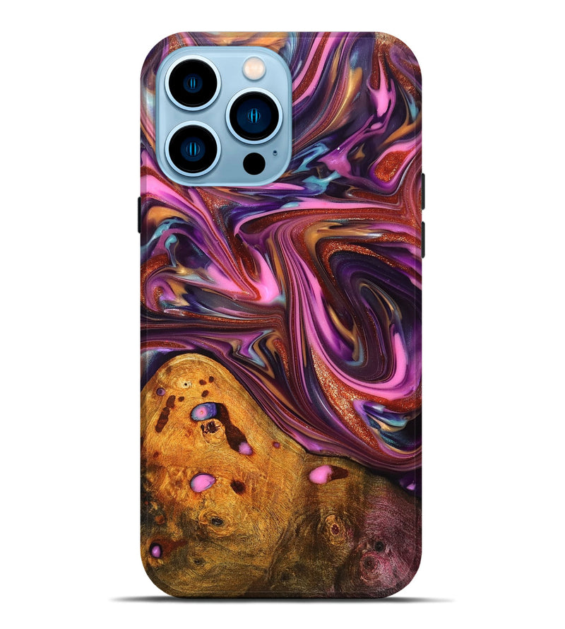 iPhone 14 Pro Max Wood Live Edge Phone Case - Aya (Red, 819327)