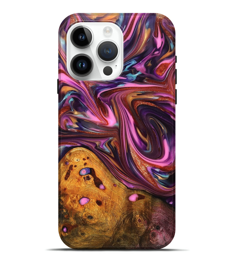 iPhone 15 Pro Max Wood Live Edge Phone Case - Aya (Red, 819327)