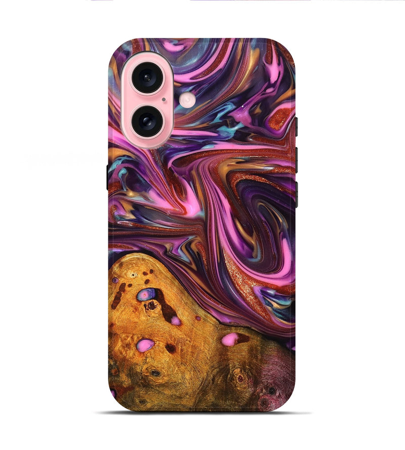 iPhone 16 Wood Live Edge Phone Case - Aya (Red, 819327)