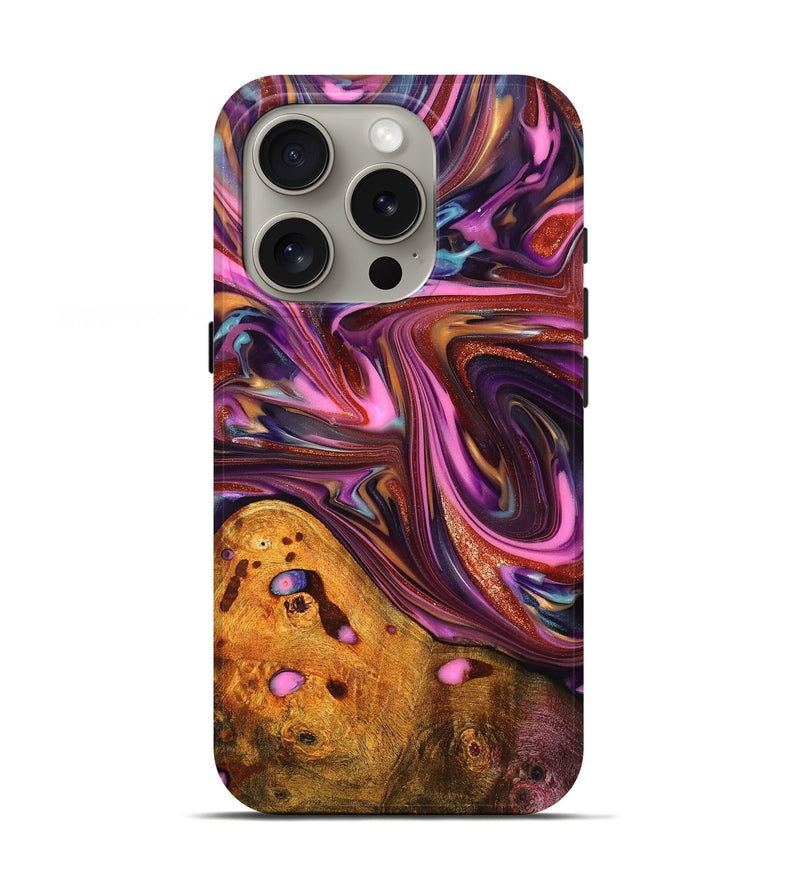 iPhone 16 Pro Wood Live Edge Phone Case - Aya (Red, 819327)