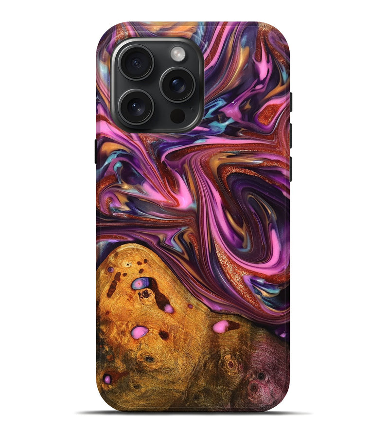iPhone 16 Pro Max Wood Live Edge Phone Case - Aya (Red, 819327)