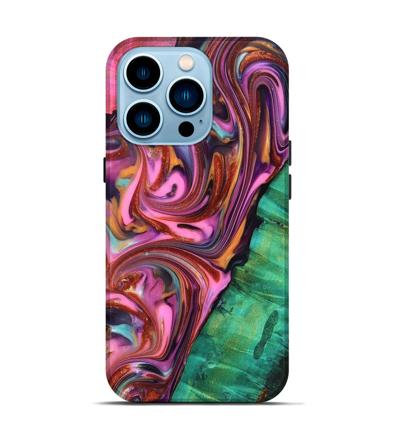 iPhone 14 Pro Wood Live Edge Phone Case - Carissa (Red, 819330)