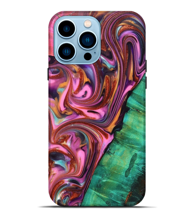 iPhone 14 Pro Max Wood Live Edge Phone Case - Carissa (Red, 819330)