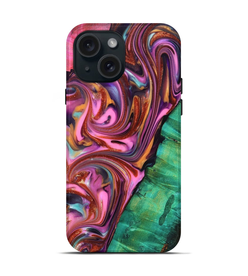 iPhone 15 Wood Live Edge Phone Case - Carissa (Red, 819330)