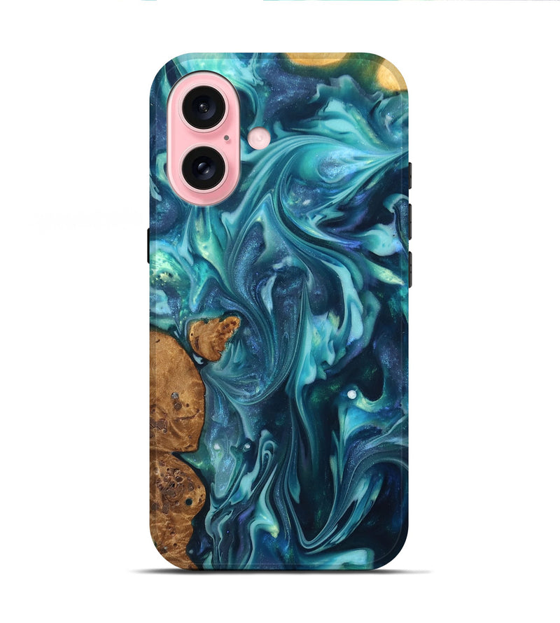 iPhone 16 ResinArt Live Edge Phone Case - Madisen (Ancient Olive, 819335)