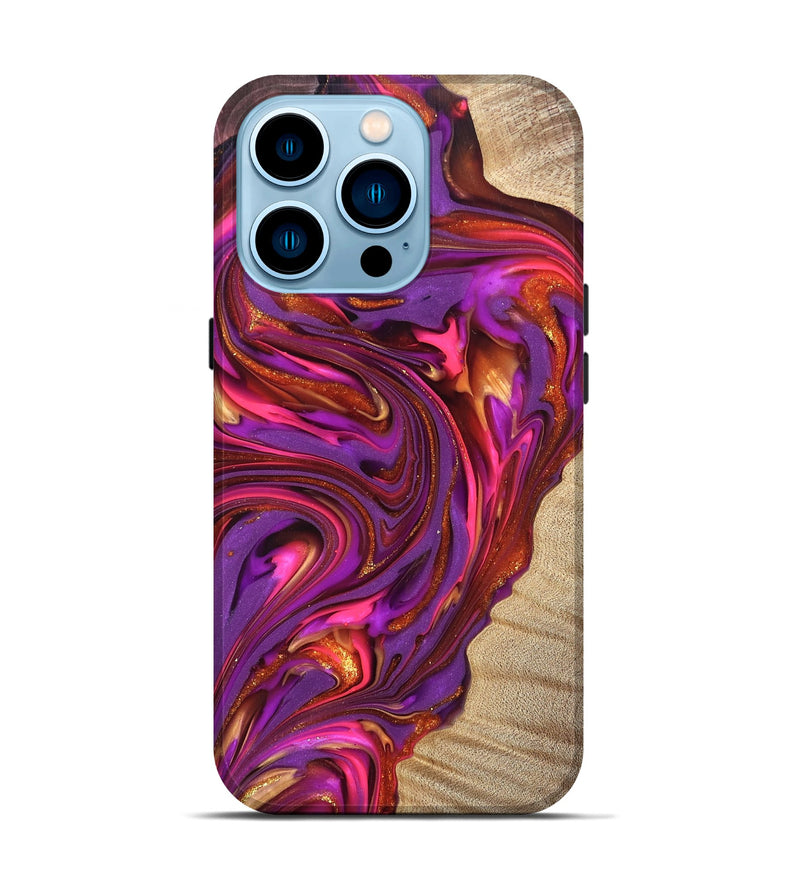 iPhone 14 Pro Wood Live Edge Phone Case - Devonta (Red, 819336)