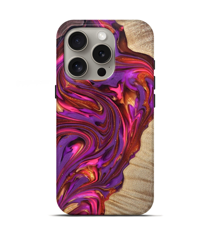 iPhone 16 Pro Wood Live Edge Phone Case - Devonta (Red, 819336)