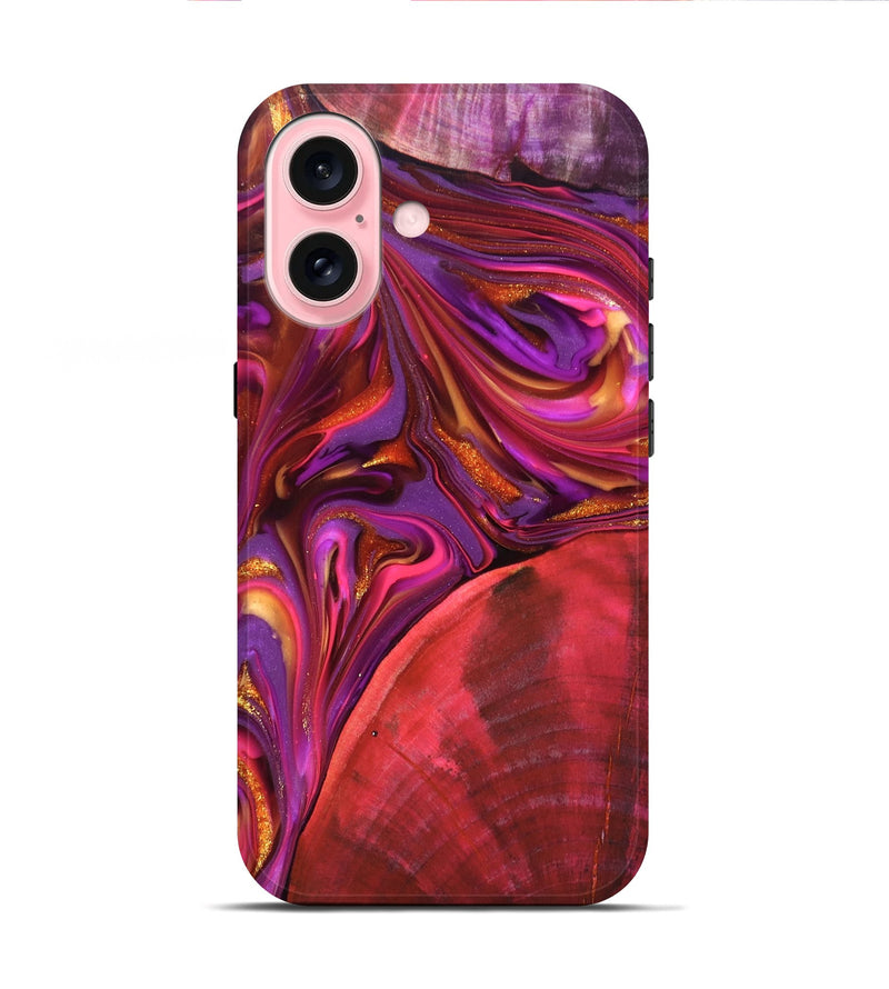 iPhone 16 Wood Live Edge Phone Case - Dane (Red, 819337)