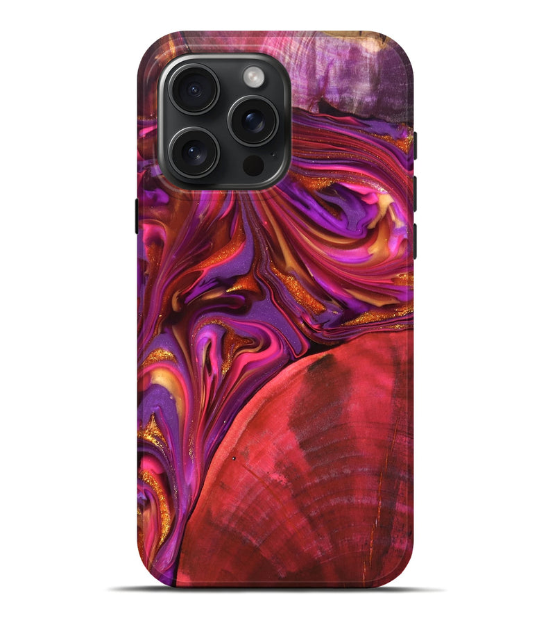 iPhone 16 Pro Max Wood Live Edge Phone Case - Dane (Red, 819337)