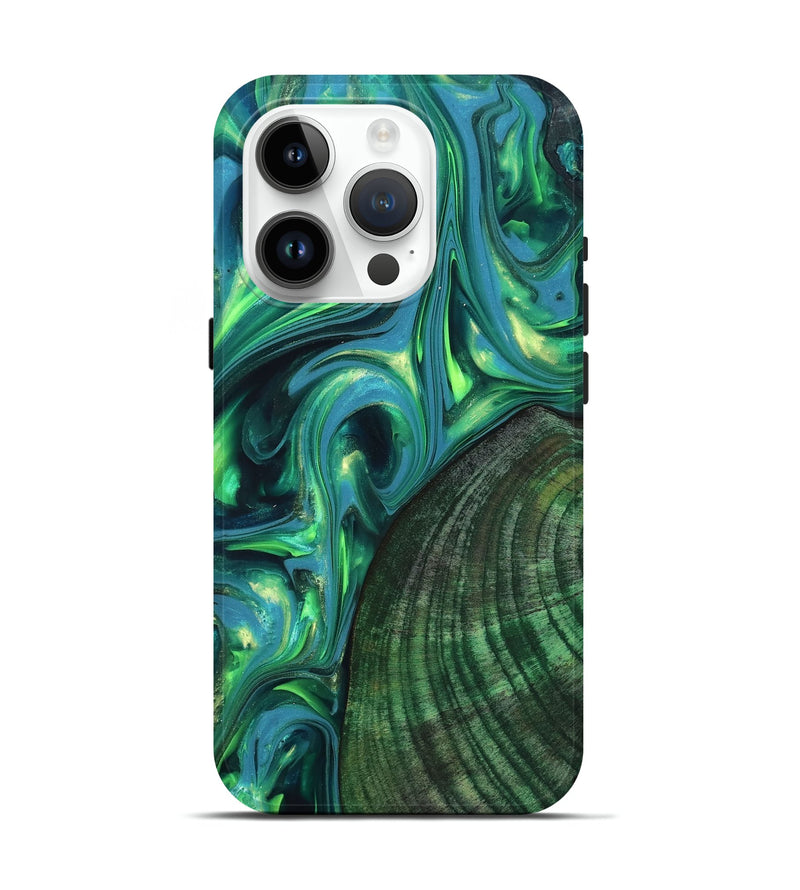 iPhone 15 Pro Wood Live Edge Phone Case - Gus (Neon, 819338)