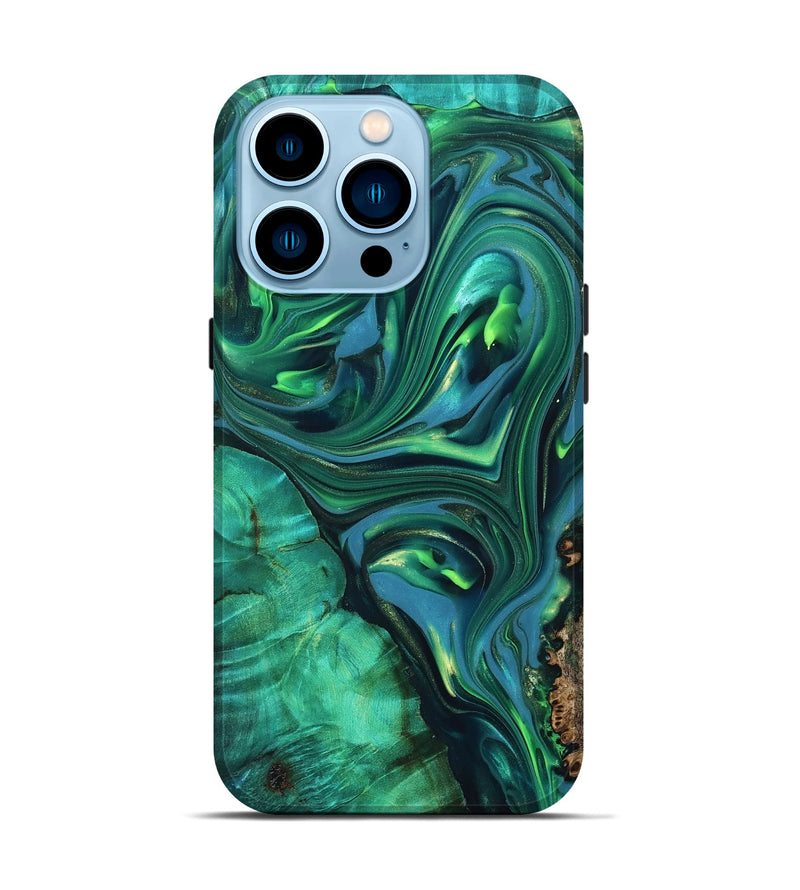 iPhone 14 Pro ResinArt Live Edge Phone Case - Emersyn (Green, 819339)