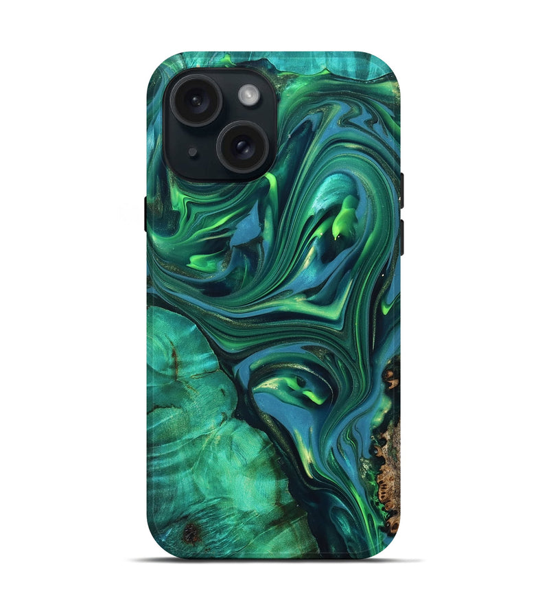iPhone 15 ResinArt Live Edge Phone Case - Emersyn (Green, 819339)