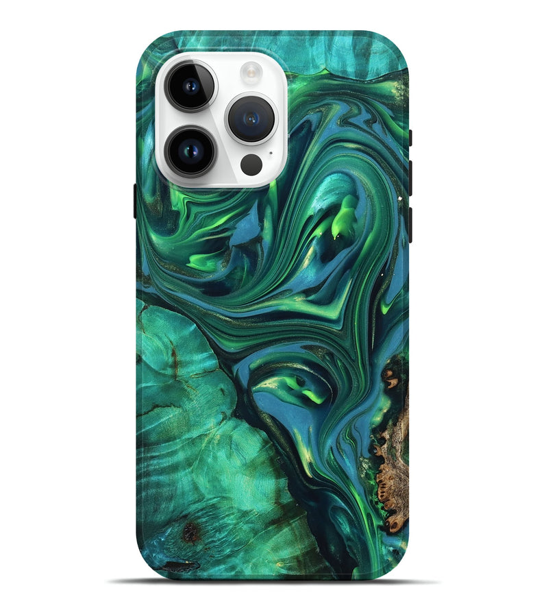 iPhone 15 Pro Max ResinArt Live Edge Phone Case - Emersyn (Green, 819339)