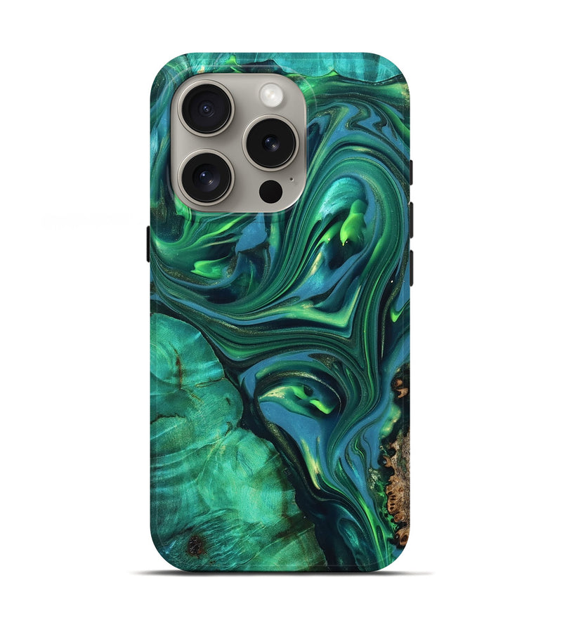 iPhone 16 Pro ResinArt Live Edge Phone Case - Emersyn (Green, 819339)