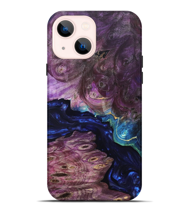 iPhone 14 Plus Wood Live Edge Phone Case - Tracie (Purple, 819343)