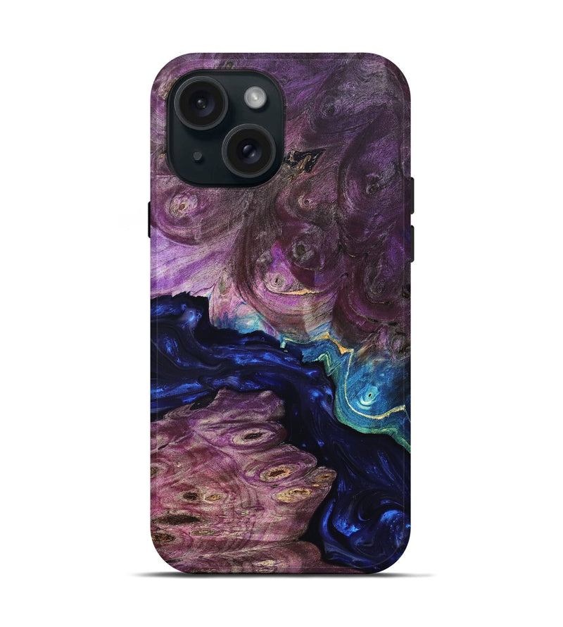 iPhone 15 Wood Live Edge Phone Case - Tracie (Purple, 819343)