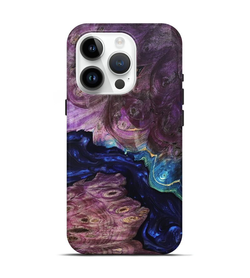 iPhone 15 Pro Wood Live Edge Phone Case - Tracie (Purple, 819343)