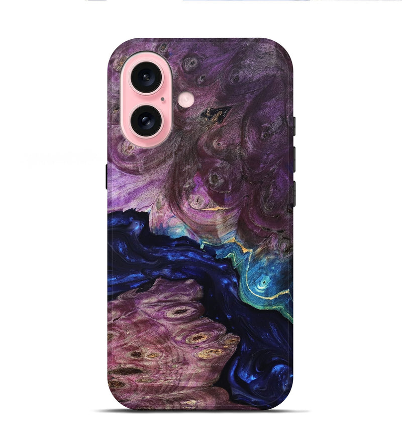 iPhone 16 Wood Live Edge Phone Case - Tracie (Purple, 819343)