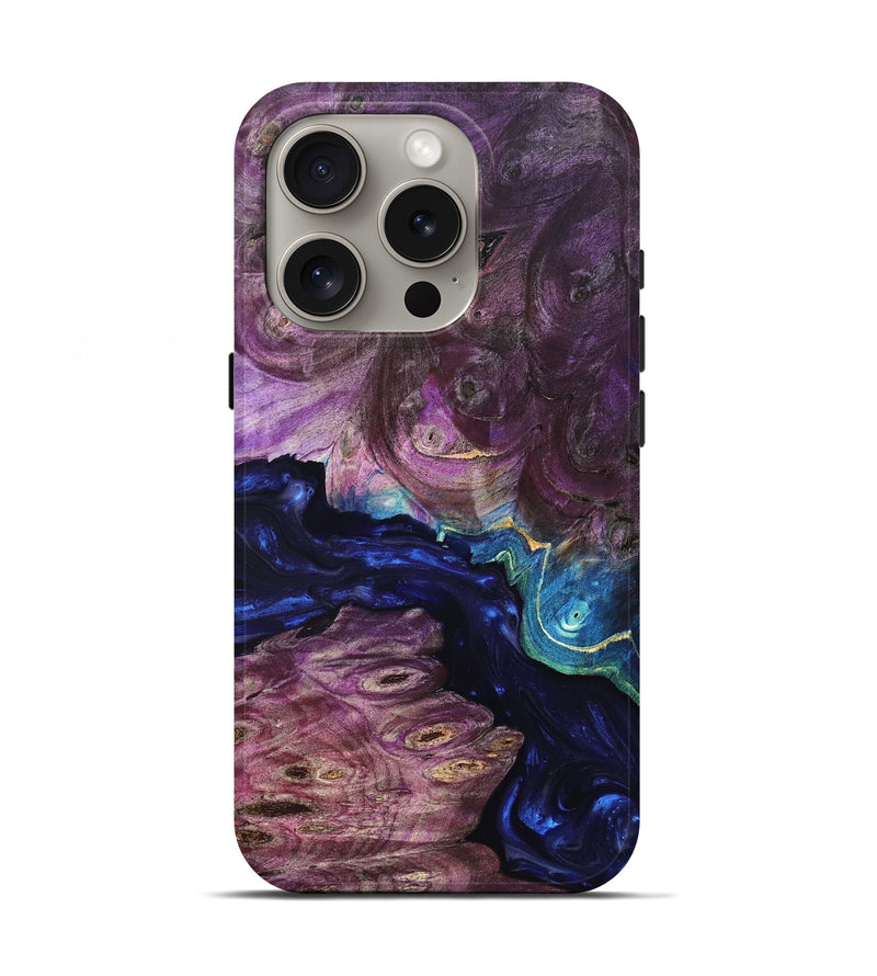 iPhone 16 Pro Wood Live Edge Phone Case - Tracie (Purple, 819343)