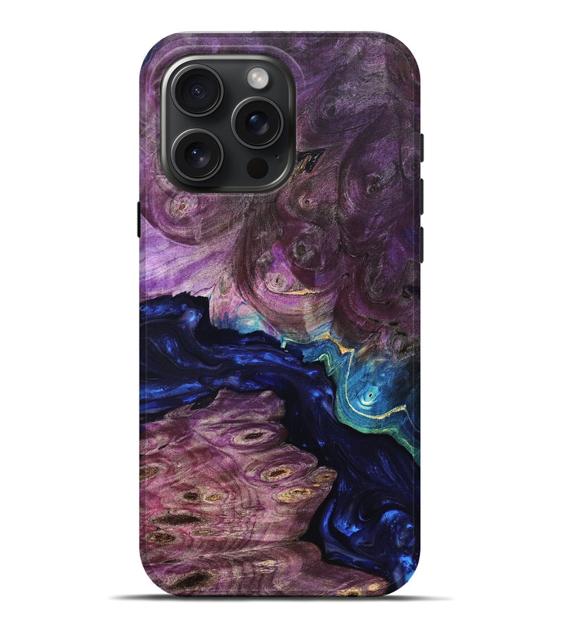 iPhone 16 Pro Max Wood Live Edge Phone Case - Tracie (Purple, 819343)