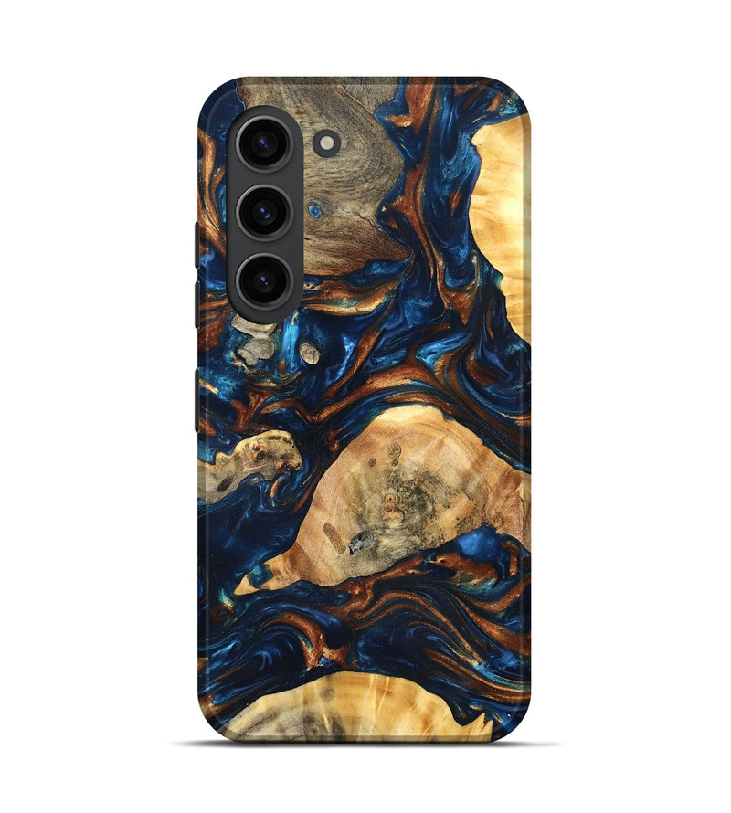 Galaxy S23 Wood Live Edge Phone Case - Eiden (Teal & Gold, 819344)