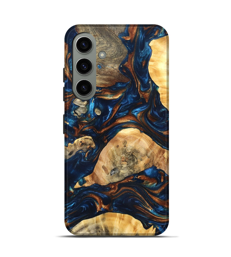 Galaxy S24 Wood Live Edge Phone Case - Eiden (Teal & Gold, 819344)