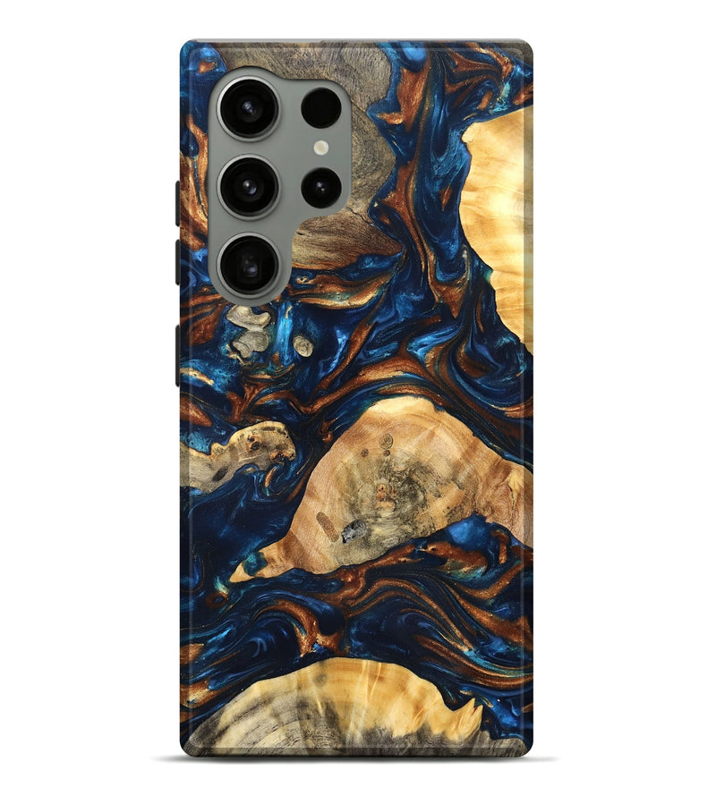 Galaxy S24 Ultra Wood Live Edge Phone Case - Eiden (Teal & Gold, 819344)