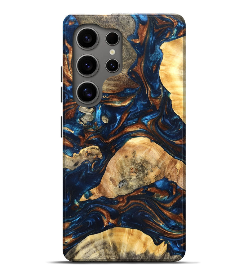 Galaxy S25 Ultra Wood Live Edge Phone Case - Eiden (Teal & Gold, 819344)