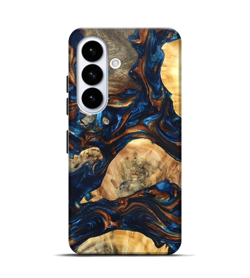 Galaxy S26 Wood Live Edge Phone Case - Eiden (Teal & Gold, 819344)