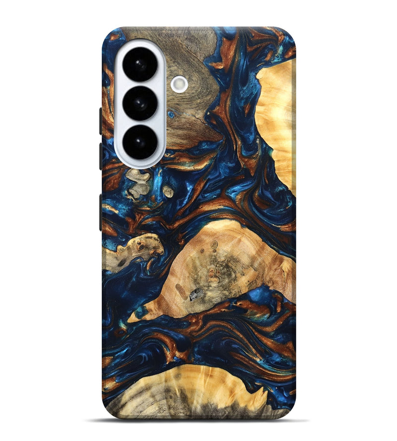 Galaxy S26 Plus Wood Live Edge Phone Case - Eiden (Teal & Gold, 819344)