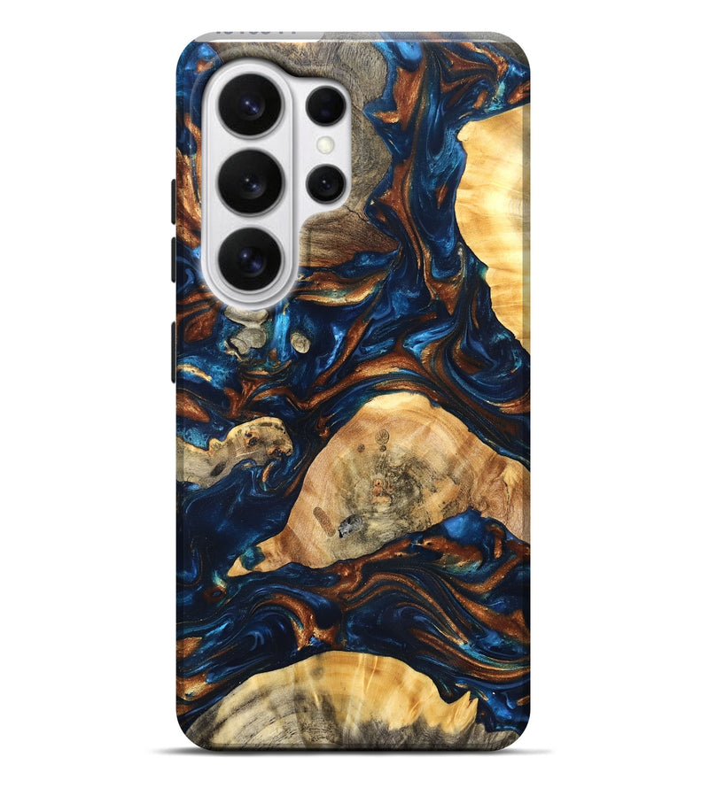 Galaxy S26 Ultra Wood Live Edge Phone Case - Eiden (Teal & Gold, 819344)