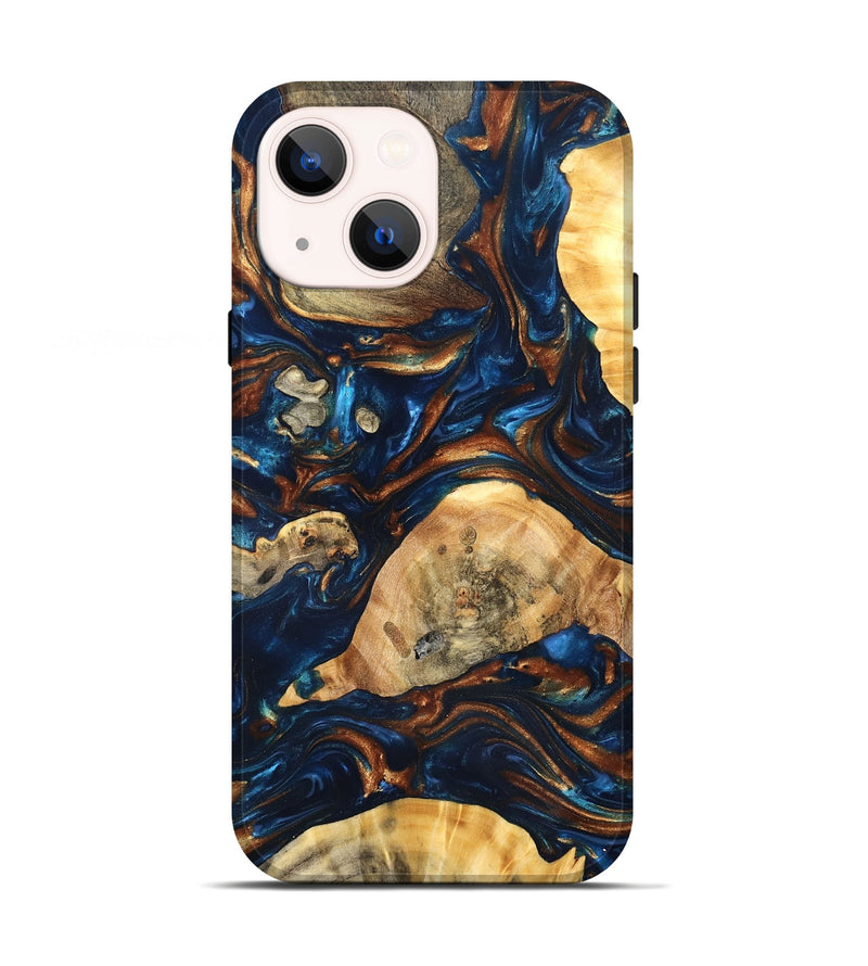 iPhone 13 Wood Live Edge Phone Case - Eiden (Teal & Gold, 819344)
