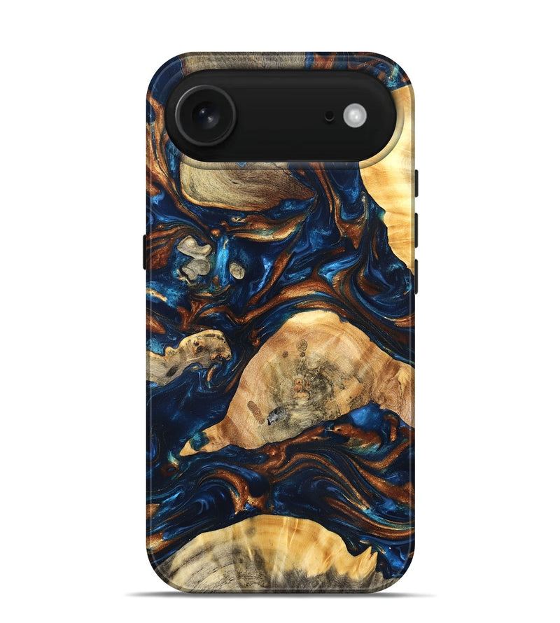 iPhone 17 Air Wood Live Edge Phone Case - Eiden (Teal & Gold, 819344)