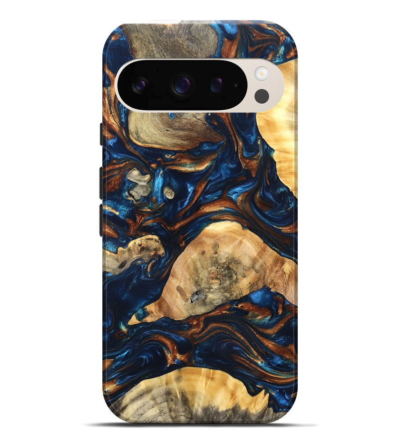 Pixel 10 Pro XL Wood Live Edge Phone Case - Eiden (Teal & Gold, 819344)
