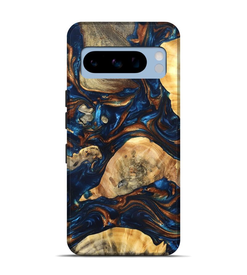 Pixel 8 Pro Wood Live Edge Phone Case - Eiden (Teal & Gold, 819344)